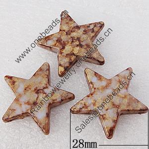 Spray-Painted Acrylic Beads, Star 28x28mm, Sold by Bag 