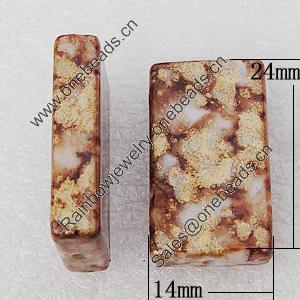 Spray-Painted Acrylic Beads, Rectangle 14x24mm, Sold by Bag 
