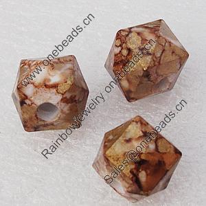 Spray-Painted Acrylic Beads, Cube 13mm, Sold by Bag 