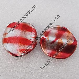 Spray-Painted Acrylic Beads, Twist Flat Round 25mm, Sold by Bag 