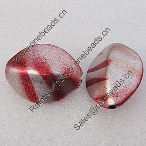 Spray-Painted Acrylic Beads, 22x29mm, Sold by Bag 