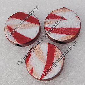 Spray-Painted Acrylic Beads, Flat Round 18mm, Sold by Bag 