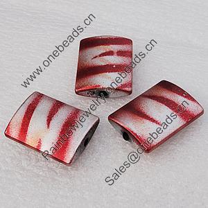 Spray-Painted Acrylic Beads, Rectangle 19x25mm, Sold by Bag 