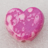 Spray-Painted Acrylic Beads, Heart 16x15mm, Sold by Bag 