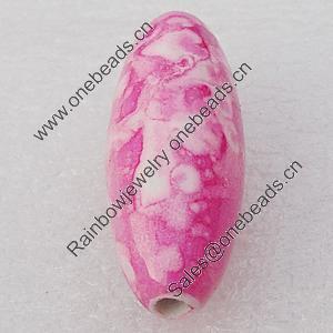 Spray-Painted Acrylic Beads, Oval 12x31mm, Sold by Bag 