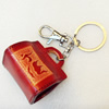 Iron Key Chains with Cowhide Pendants, Bag, Width:46mm, Length:3.9-inch, Sold by PC