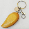 Iron Key Chains with Cowhide Pendants, Width:36mm, Length:4.7-inch, Sold by PC