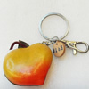 Iron Key Chains with Cowhide Pendants, Peach, Width:46mm, Length:4.5-inch, Sold by PC