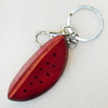 Iron Key Chains with Cowhide Pendants, Width:20mm, Length:4.3-inch, Sold by PC
