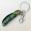 Iron Key Chains with Cowhide Pendants, Width:30mm, Length:5.4-inch, Sold by PC