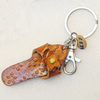 Iron Key Chains with Cowhide Pendants, Slipper, Width:29mm, Length:4.5-inch, Sold by PC