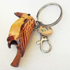 Iron Key Chains with Cowhide Pendants, Bag, Width:29mm, Length:4.5-inch, Sold by PC