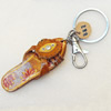 Iron Key Chains with Cowhide Pendants, Slipper, Width:29mm, Length:4.5-inch, Sold by PC