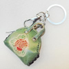 Iron Key Chains with Cowhide Pendants, Bag, Width:56mm, Length:4.5-inch, Sold by PC