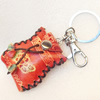 Iron Key Chains with Cowhide Pendants, Bag, Width:48mm, Length:4.3-inch, Sold by PC