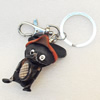 Iron Key Chains with Cowhide Pendants, Width:35mm, Length:3.5-inch, Sold by PC