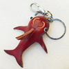 Iron Key Chains with Cowhide Pendants, Width:62mm, Length:4.7-inch, Sold by PC