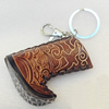 Iron Key Chains with Cowhide Pendants, Boots, Width:57mm, Length:4.9-inch, Sold by PC