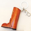 Iron Key Chains with Cowhide Pendants, Boots, Width:53mm, Length:4.9-inch, Sold by PC