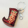 Iron Key Chains with Cowhide Pendants, Boots, Width:50mm, Length:4.7-inch, Sold by PC