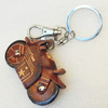 Iron Key Chains with Cowhide Pendants, Width:65mm, Length:3.5-inch, Sold by PC