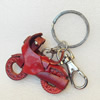 Iron Key Chains with Cowhide Pendants, Width:55mm, Length:3.4-inch, Sold by PC