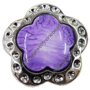 Resin Cabochons, No-Hole Jewelry findings, Flower, 34mm, Sold by PC