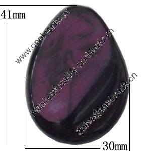 Resin Beads, Flat Teardrop 30x41mm Hole:2.5mm, Sold by Bag