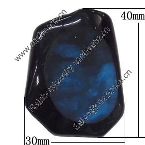 Resin Beads, Nugget 30x40mm Hole:2.5mm, Sold by Bag