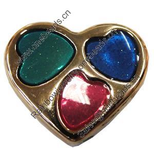 Acrylic Beads, Heart, 25x22mm Hole:2mm, Sold by PC