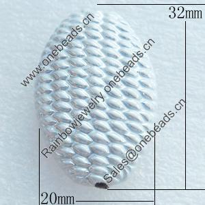 Electroplate Acrylic Beads, Flat Oval, 20x32mm, Hole:2mm, Sold by PC