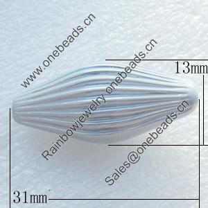 Electroplate Acrylic Beads, 31x14mm, Hole:2mm, Sold by PC
