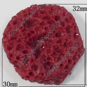 Imitation Lava Resin Beads, Nugget 30x32mm Hole:2mm, Sold by Bag