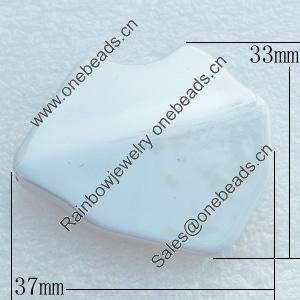 Electroplate Acrylic Beads, Nugget, 37x33mm, Hole:2.5mm, Sold by PC