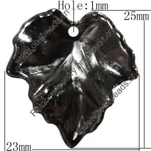 Jewelry findings, CCB Plastic Pendant, Plumbum black, Leaf, 23x25mm Hole:1mm, Sold by Bag