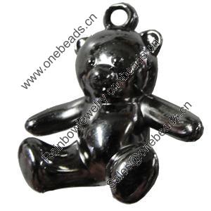 Jewelry findings, CCB Plastic Pendant, Plumbum black, Bear, 15x19mm Hole:1.5mm, Sold by Bag