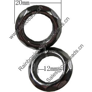 Jewelry findings, CCB Plastic Donut, Plumbum black, O:20mm I:12mm, Sold by Bag