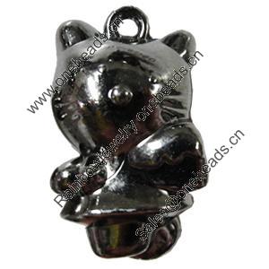 Jewelry findings, CCB Plastic Pendant, Plumbum black, Cat, 22x37mm Hole:3mm, Sold by Bag