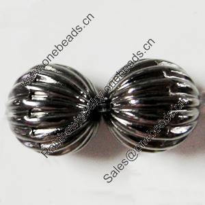 Jewelry findings, CCB Plastic Beads, Plumbum black, Fluted Round, 10mm Hole:2mm, Sold by Bag