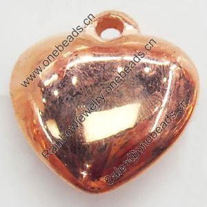 Jewelry findings, CCB Plastic Pendant, Original, Heart, 17x18mm Hole:2mm, Sold by Bag