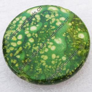 Spray-Painted Acrylic Beads, Flat Round, 25mm, Sold by Bag