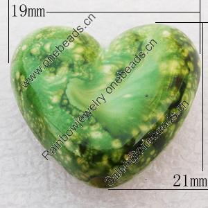 Spray-Painted Acrylic Beads, Heart, 21x19mm, Sold by Bag
