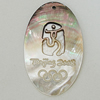 Carved Shell Pendant, Flat Oval 30x48mm, Sold by PC