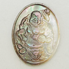 Carved Shell Pendant, Flat Oval 29x38mm, Sold by PC
