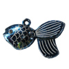 Pendant Zinc Alloy Jewelry Findings, Nobelium Plated, Fish 30x19mm, Sold by PC