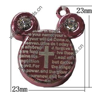 Pendant Zinc Alloy Jewelry Findings, Nobelium Plated, Animal Head 23x23mm, Sold by PC