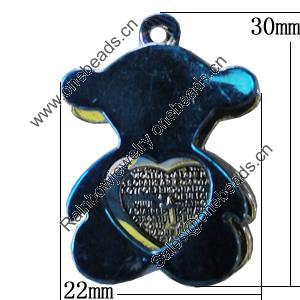 Pendant Zinc Alloy Jewelry Findings, Nobelium Plated, Bear 22x30mm, Sold by PC