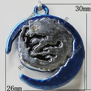 Pendant Zinc Alloy Jewelry Findings, Nobelium Plated, 26x30mm, Sold by PC