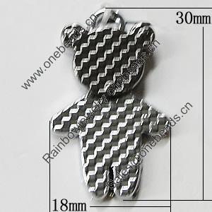 Pendant Zinc Alloy Jewelry Findings, Nobelium Plated, Bear 18x30mm, Sold by PC