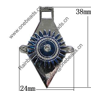 Pendant Zinc Alloy Jewelry Findings, Nobelium Plated, 24x38mm, Sold by PC